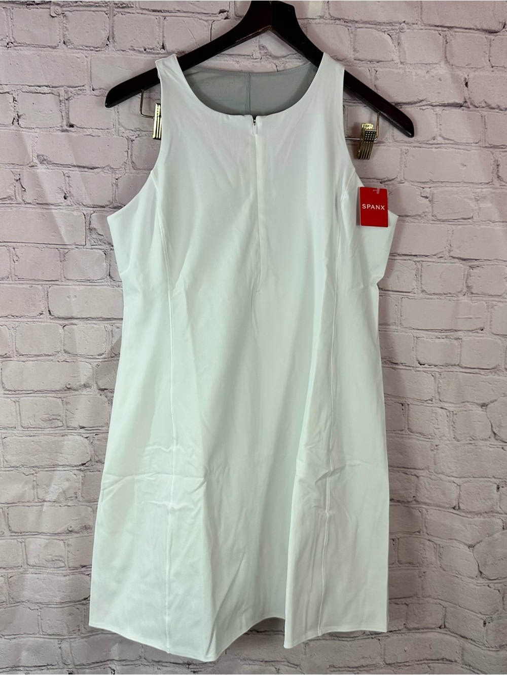 NWT SPANX vivid White Sleeveless zip front racerback Dress activewear sporty XL